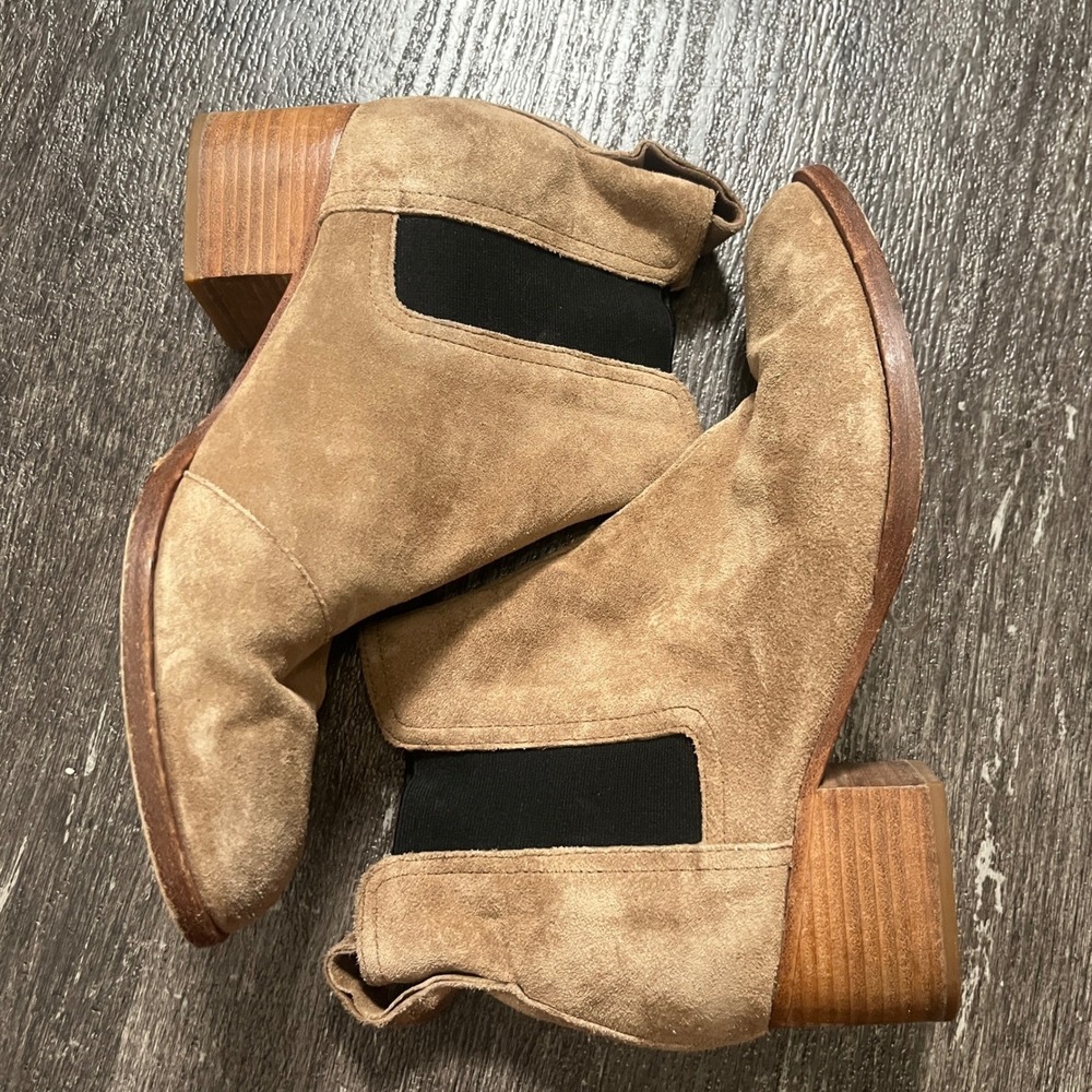 Rag & Bone Beige Suede Elastic Side Block Heel Ankle Boots Womens 6.5‎